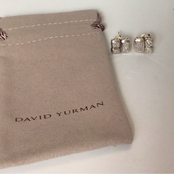 David Yurman Confetti Sterling Silver and Diamond stud earrings Pre-loved - Picture 5 of 7